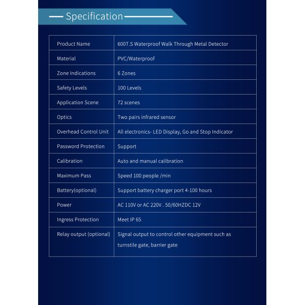 профессиональная водоустойчивая прогулка PVC IP65 до польза 6 металлоискателя на открытом воздухе, 12,18,33 зоны