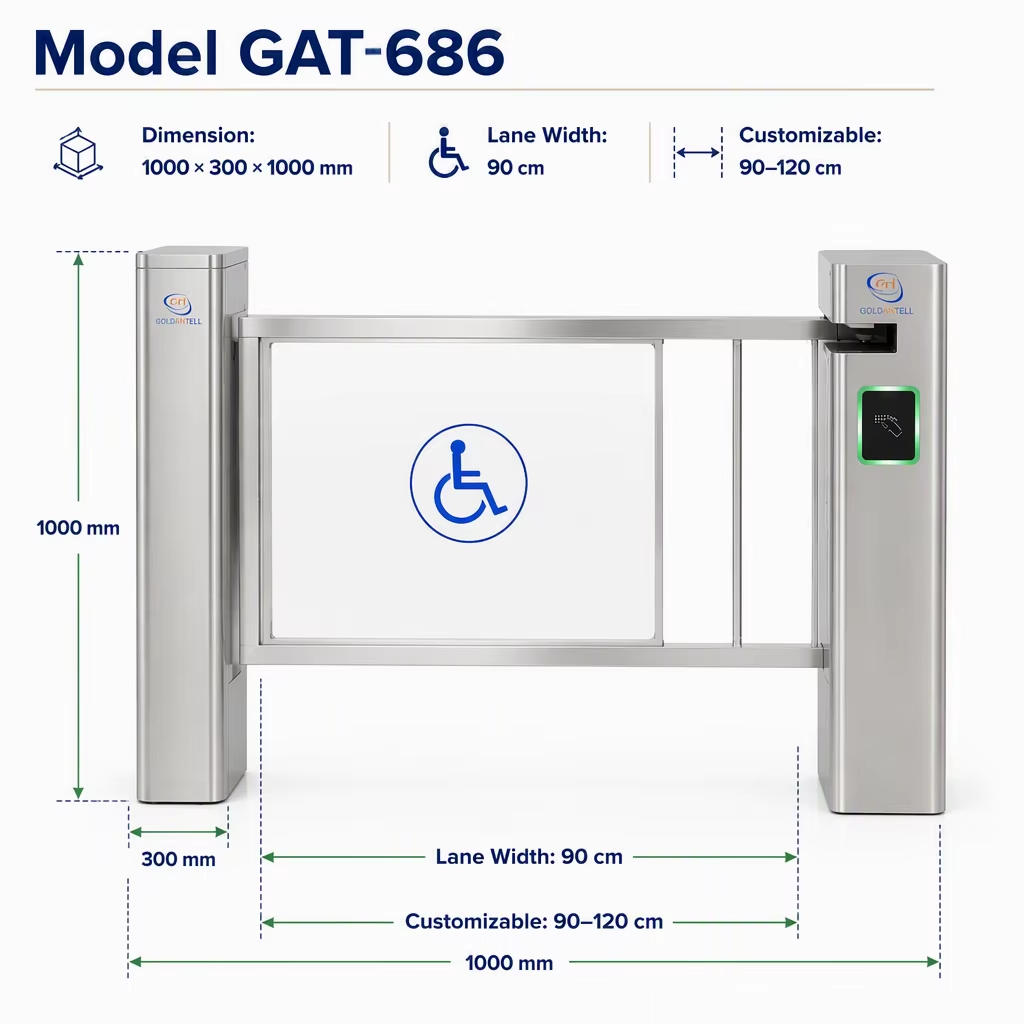 OEM 90CM Large Passage RFID Access Control handicap access swing gate