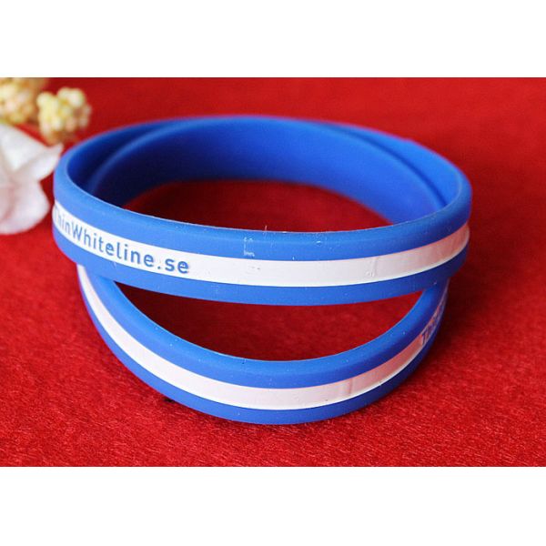 Soft Feeling Printed Silicone Wristbands , Promotional Rubber Wristbands SGS Compliant