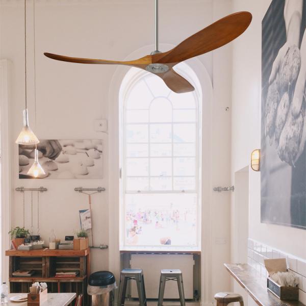 Ventilateur de plafond à LED moderne à 3 lames de bois