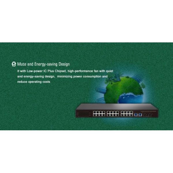 48V Standard Power Over Ethernet Switch , 802.3at Gigabit 24 Channel POE Switch