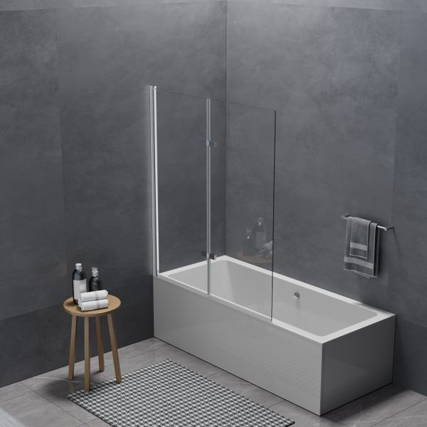 Versatile Double Piece Glass Foldable Acrylic Bathtub Screen Shower Cabin Black Color