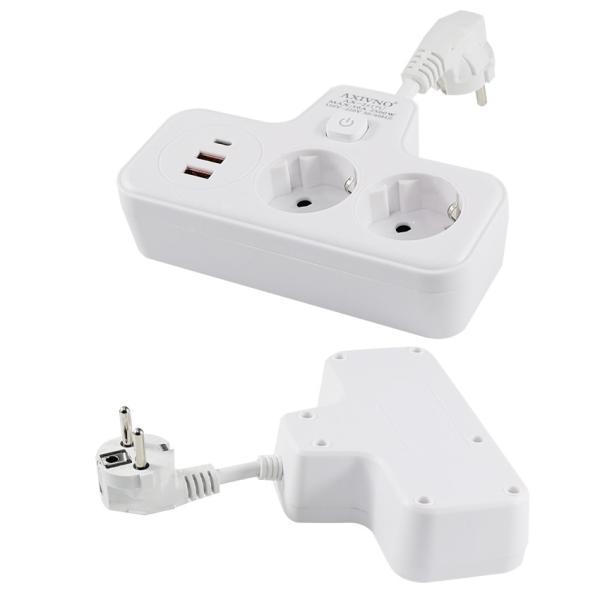 Multifunctional EU Power Socket Extender with 2 USB Ports, 2 AC Outlets and Type-C Charging Port   250V Wall Mount Adapter