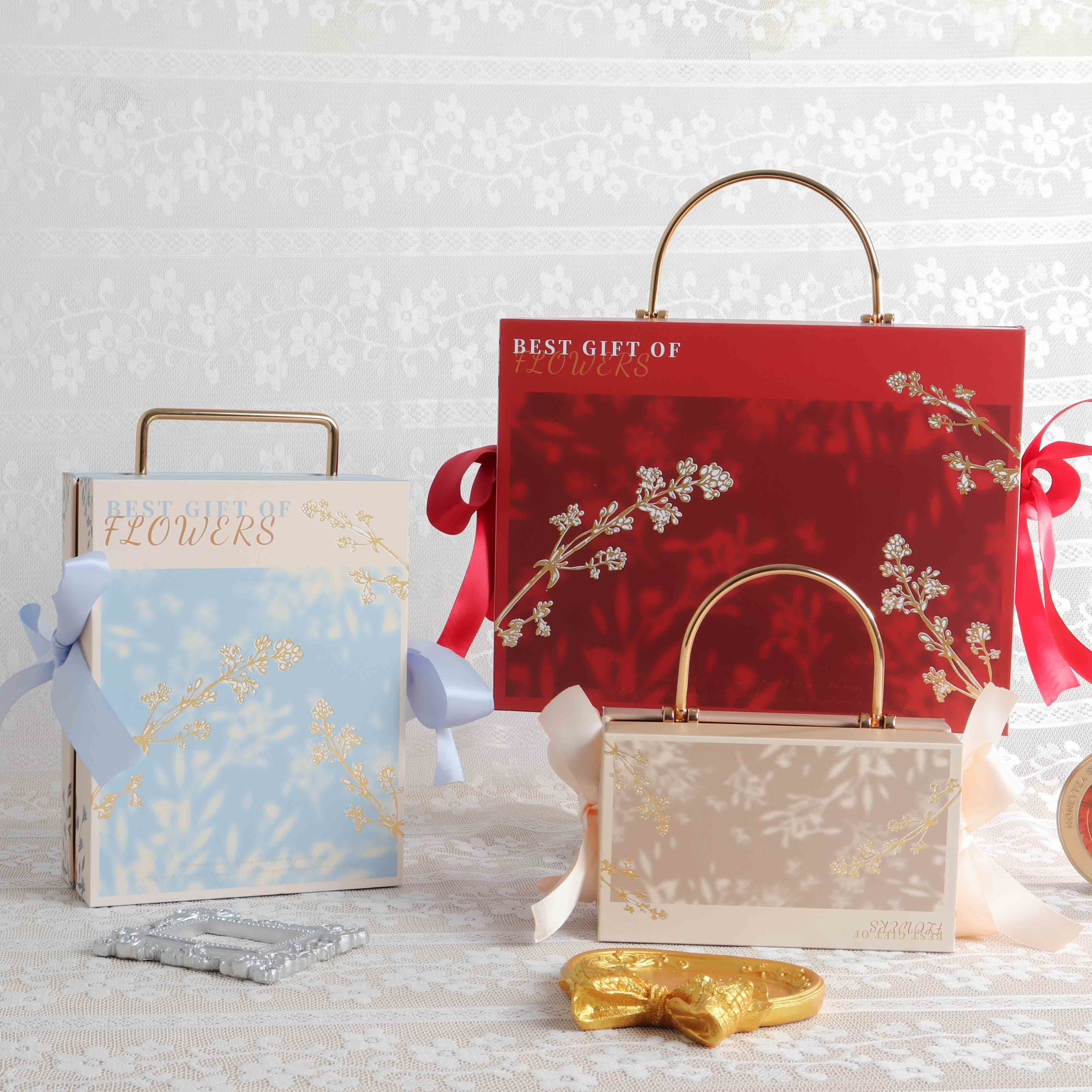 Luxurious Metal Handle Matt Printed Wedding Gift Box Manufacturer Wholesale