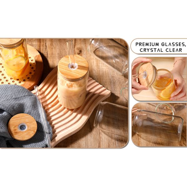 Natural Healthy 16oz Frosted Beer Glass with Bamboo Lid and Straw The Ultimate Bar Gift