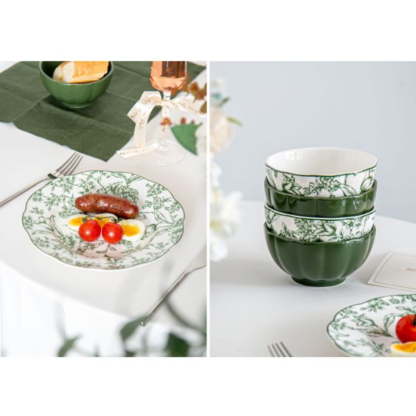 Business Gifts Floral Porcelain Ceramics Salad Bowl Set of 4 Sustainable and Stylish