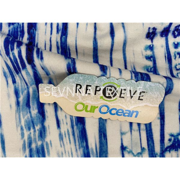 Custom Digital Printed Fresh Blue Activewear Knit Fabric Recycled UV Protect