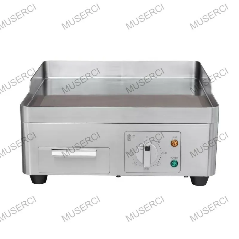 EG360 Commercial Countertop Electric Griddle 2000W 220‑240V 10mm Thick Plate Non‑magnetic 201 Stainless Steel Manual Control Griddle CE Certified For Snack Restaurant