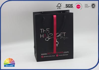 Punho impresso luxuoso de Logo Paper Gift Bag With do tamanho feito sob encomenda preto