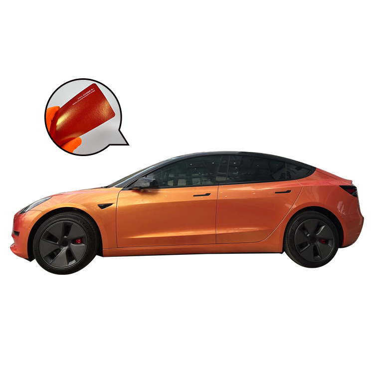 Matte Diamond Gold Orange Reflective Car Stickers Car Interior Vinyl Wrap Vehicle Wraps Vinyl Flim Roll Pvc Car Stickers