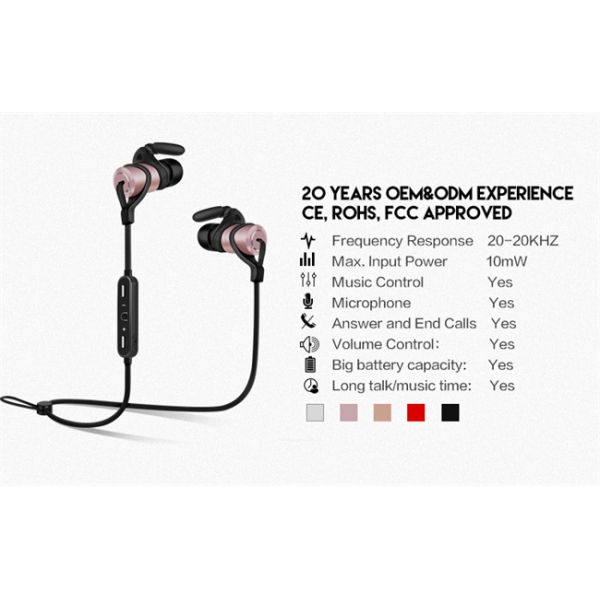 Full Metallic Housing Sports Bluetooth Earphone Wireless Earbuds CVC Noise Cancelling