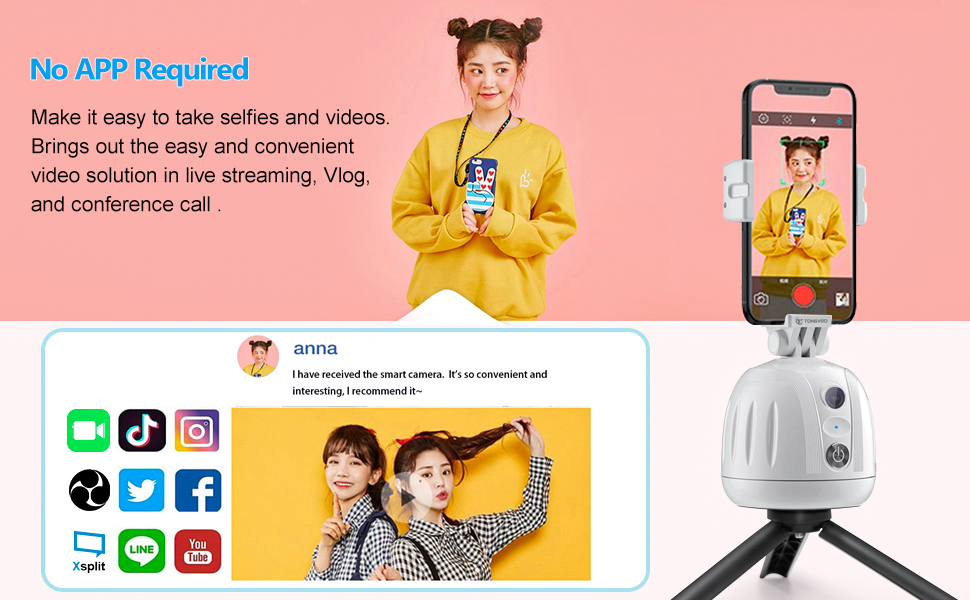 AI привел автоматический отслеживая держатель в действие телефона для Vlogging, течь и видео- звонков