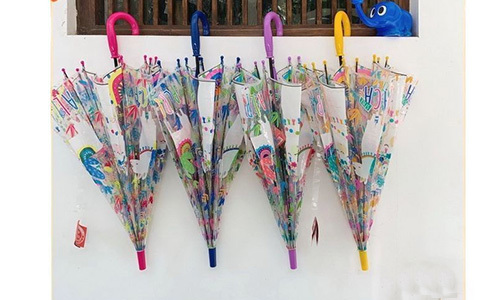 Apollo Children's Transparent Rain Umbrella / Dome Shaped Umbrella With Colorful Prints