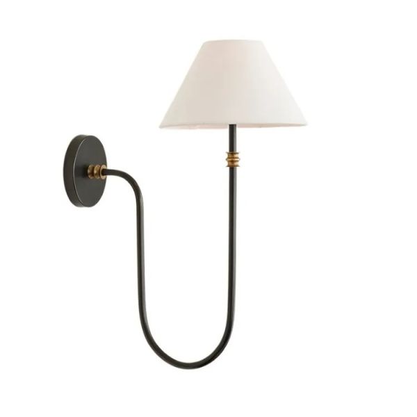 Retro Balcony Rural Bedroom Bedside Study Fabric Lampshade Collins Wall Light(WH-OR-261)
