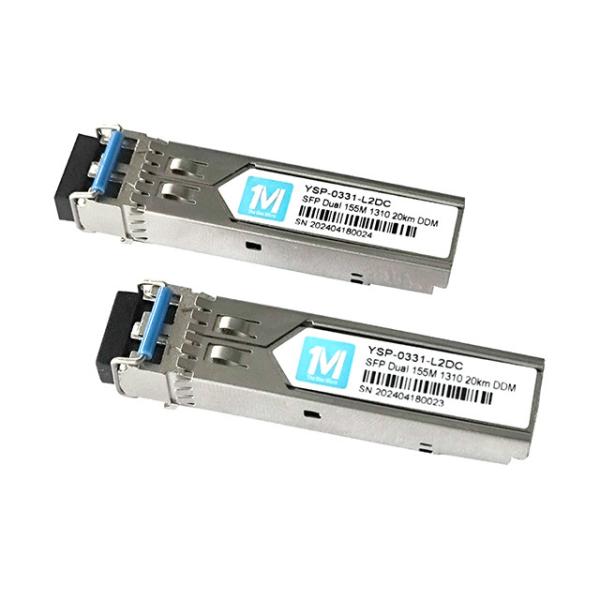 Long-Distance 155M Duplex 20km 1310nm LC Connector DDM 100BASE SMF Fiber Optic Module Pluggable SFP Transceiver for FTTX