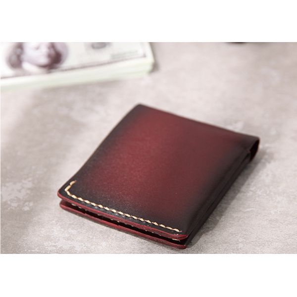 Yellow Bifold Wallet Vegetable Tanned Genuine Leather Wallets for Men