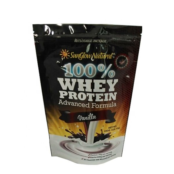Zipper Bag Recyclable Customized Printed Stand Up Protein Powder Pouch Aluminum Foil Packaging Maylar Bags with Ziplock