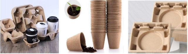 Pulp Double Cup Holder Tearable 98mm Biodegradable Disposable Coffee Tray