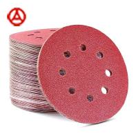 Red Aluminum Oxide Sanding Disc Sandpaper Pad 5inch 8holes Metalworking