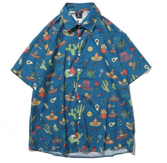 Custom Clothing Manufacturers Men'S Standard - Fit Short - Sleeve Printed 100% Polyester Shirt