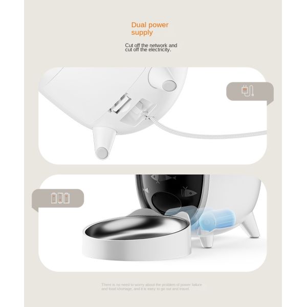 3L Smart Automatic Eco-friendly Solid Dry Food Dispenser for Cats Dogs Timed Feeding Charge Powered Rounded Design IPX5