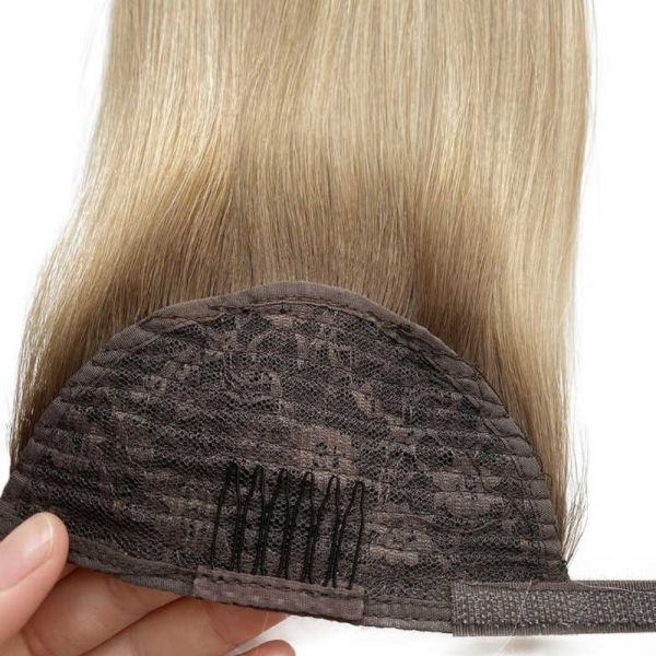 Human Hair Clip in Ponytail Extensions with No Shedding Long Straight Wrap Around
