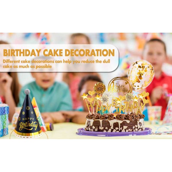 Birthday Cake Topper Set Happy Birthday Cupcake Topper Letters Cake Candles Toppers Confetti Balloon Stars Hearts