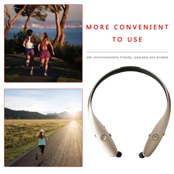 Running Sports Bass Cordless Wireless Retractable Bluetooth Headphones Neckband Headset