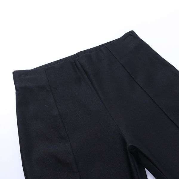 Women's High Waisted Stretch Trousers Sexy Foot Zip Slit