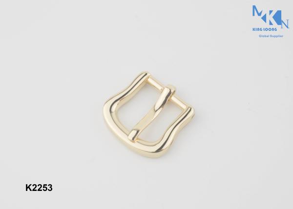 Fashion Design Metal Shoe Buckles , Shine Gold Center Bar Buckle Custom Logo