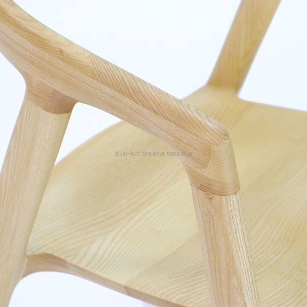 Modern Nordic Style Restaurant Wooden Armchair Design Solid Ash Wood Dining Chairs with Home Furniture and Mail Packing