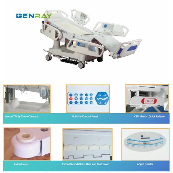 Factory Good Quality Luxurious Electric 8 Function ICU Hospital Medical Patient Bed