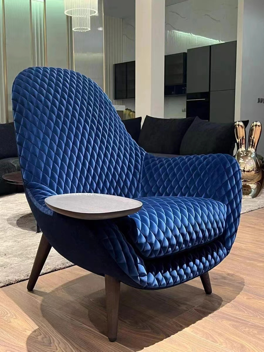 Bandeja de chá de Borgonha Diamond Grid Living Room Fabric Sofa Chair With Stainless Steel