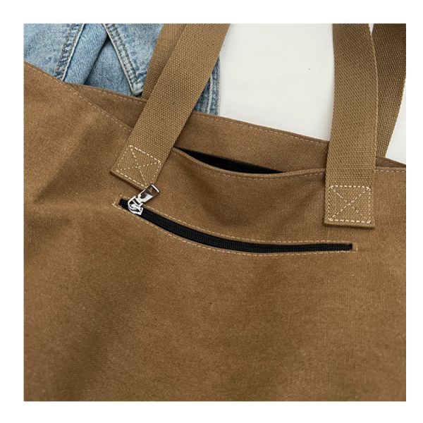 Custom Size Polyester Lined Fashion Canvas Shopper Bag for Women Shopping