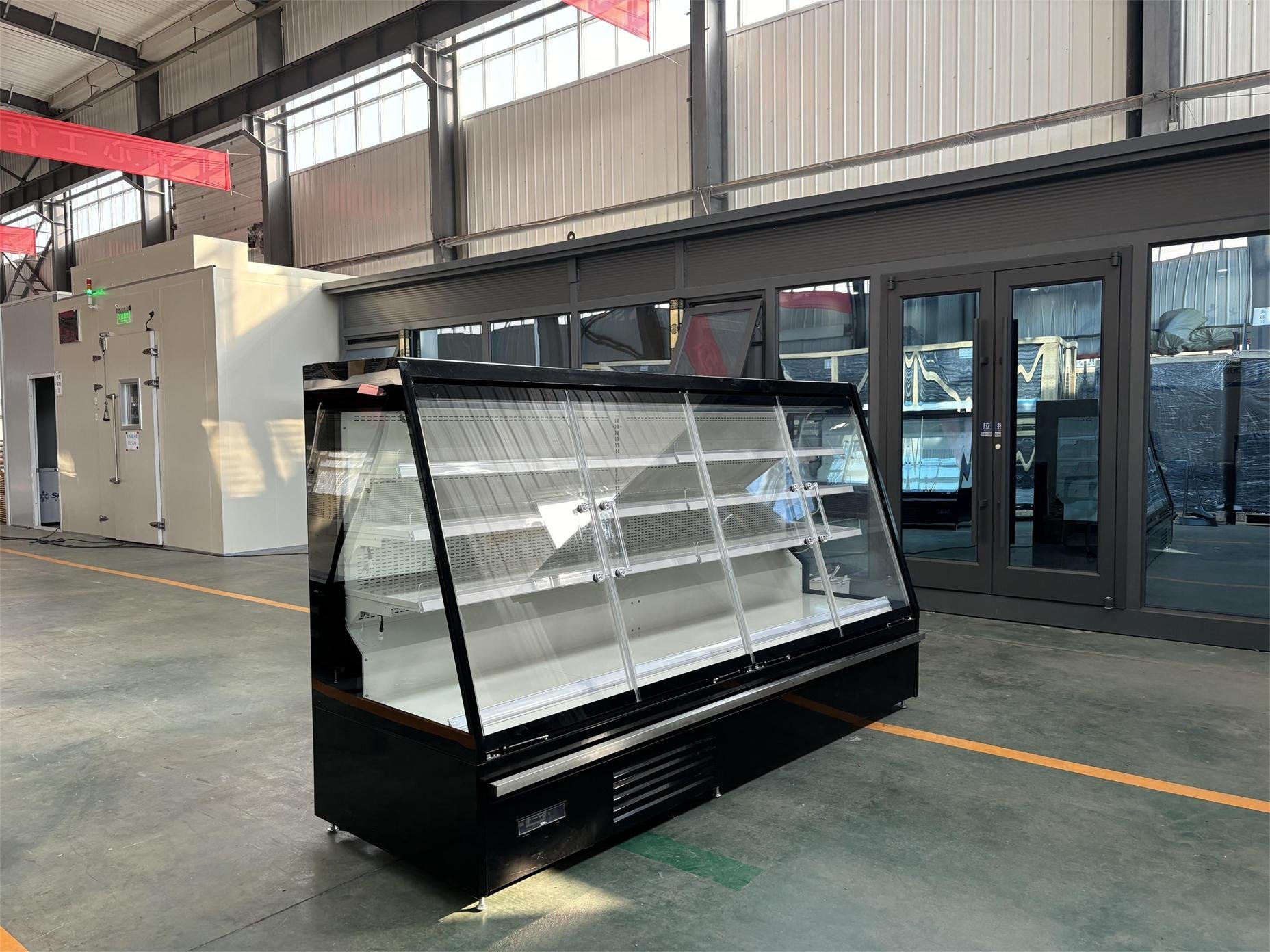 SEMI250MGD  Supermarket Showcase Commercial Semi-Vertical Refrigerator Fruit Vegetable Display Chiller Cabinet