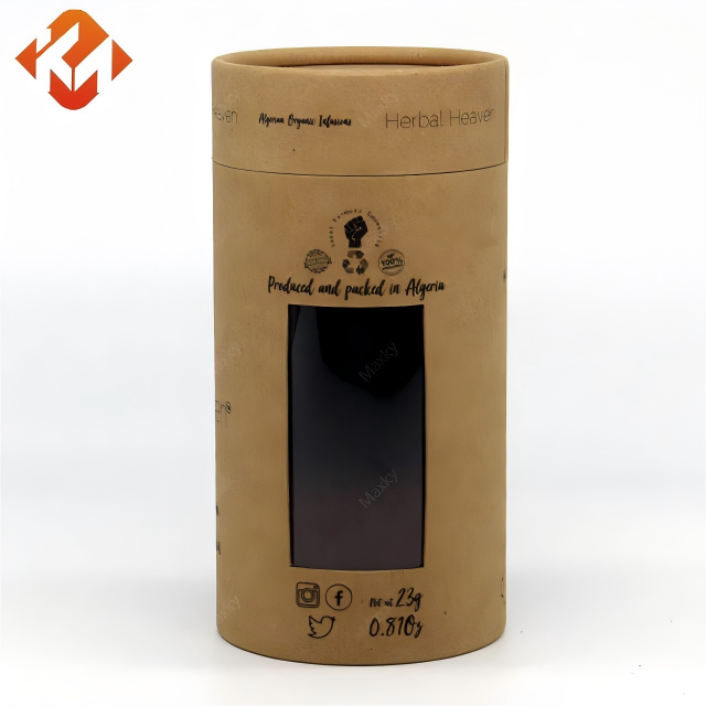 Customized bulk tea paper tube packaging, round tea paper tubes with transparent windows and hollow design.