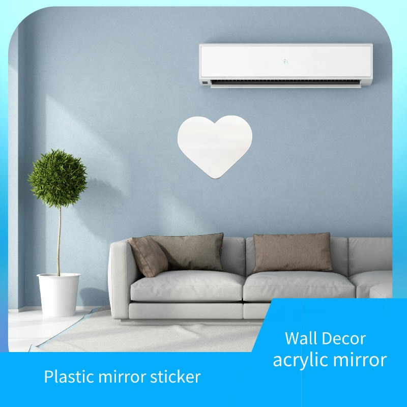 Removable Heart-Shaped Acrylic Mirror Wall Stickers | Peel-and-Stick Decorative Mirror Tiles