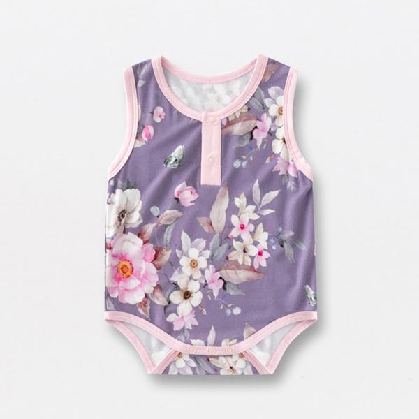Summer Printing Bamboo Fiber Baby Rompers Sleeveless Newborn Clothes Snap Buttons Unisex Infant Sleepers