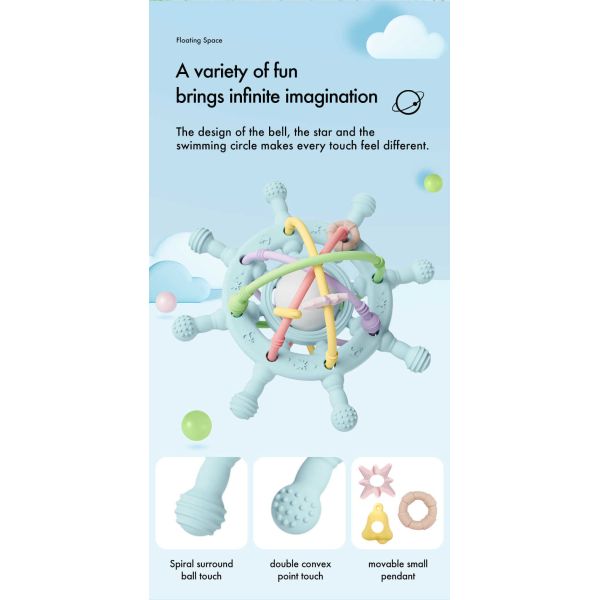 Long Lasting Manhattan Ball Rattle Silicone Teething Toy Light Purple For Safe And Sustainable Playtime