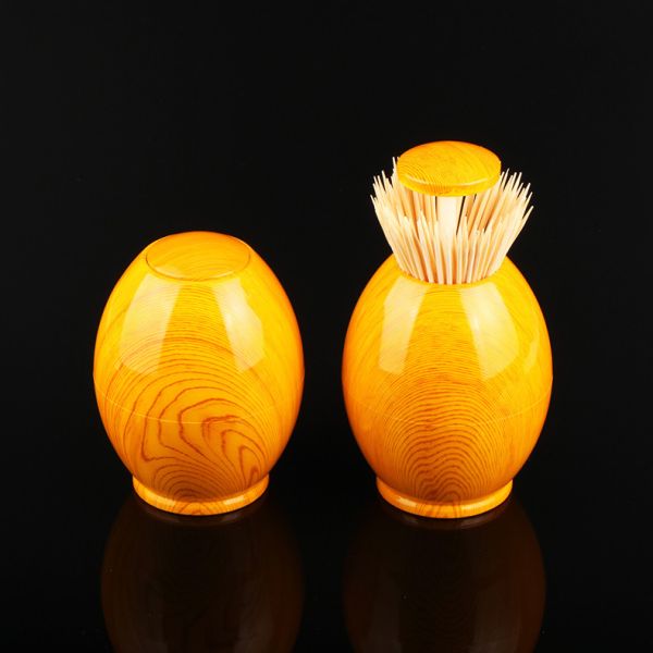 Contemporary Wood Grain Printing Plastic Toothpick Holder For Home
