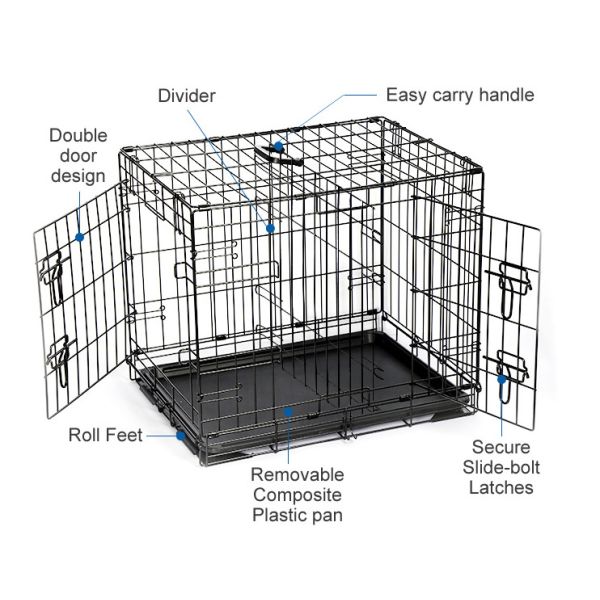 ISO9001 42 Inch Wire Dog Crate With Wheels Multiple Sizes