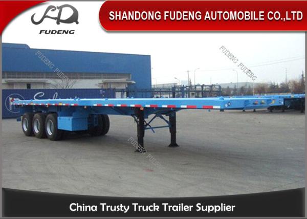 3 Axle 40ft Flatbed Trailer , High Bed Flatbed Container Trailers With WABCO System
