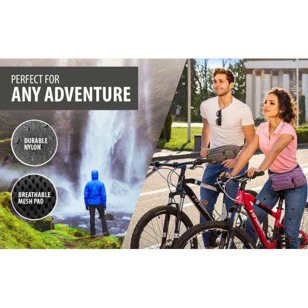 6 Pockets Fashion Fanny Pack Hiking Cute Waist Bag