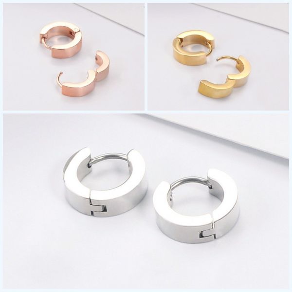 Hot Sale stainless steel earrings women black hoop earrings for girl or boy wholesale