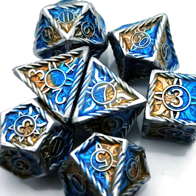 Customizable Logo Zinc Alloy Metal Dice Set with Polyhedral Shape for RPG Games