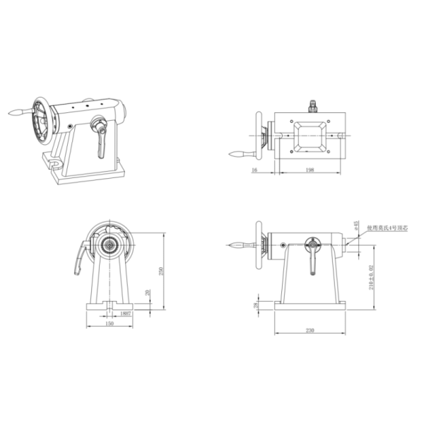 4 Axis Manual Center Tailstock With Easy Installation Extra Stability For Heavy Cutting