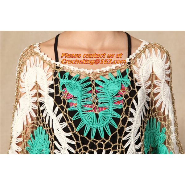 summer new sweet candy color women loose Crochet knitted blouse wears batwing hollow pullo