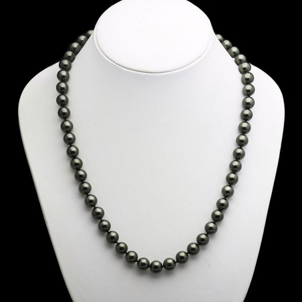 Luxury Luster Black Round 10mm Shell Pearls Necklace 22 inches (N10736)