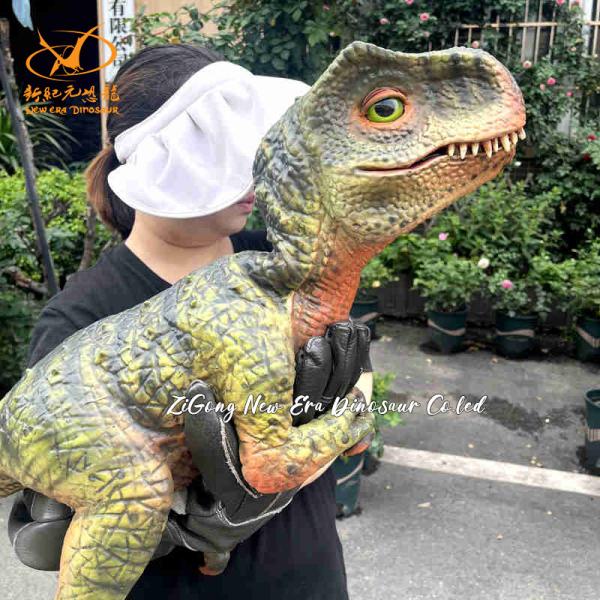 Green T-rex Baby Dinosaur Hand Puppet for Stage Show and Garden