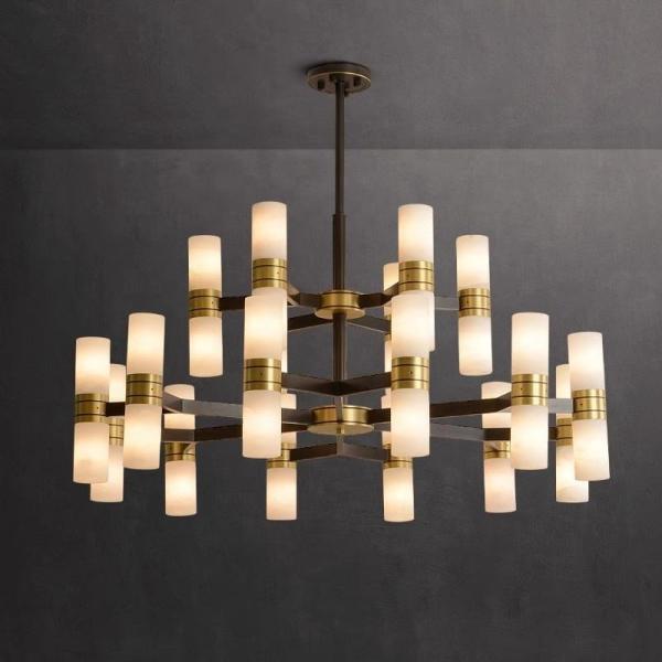 Nordic Alabaster Chandelier Decoration Ceiling Hanging Light Elegant LED Pendant Lamp for Home Hotel Villa Room